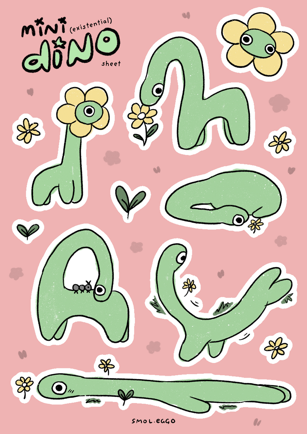 Mini Existential Dino Sticker Sheet